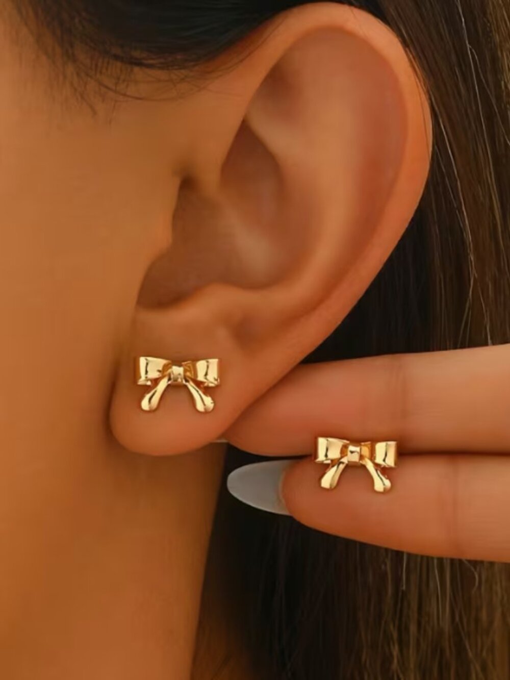 Gold Bow Earring Studs